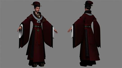 Ancient Chinese emperors Hanfu officials 3D model