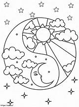 Sun And Moon To Print coloring Page sketch template