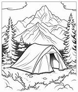 Coloring Tents Mountains Nomads Group Mountain Pages Drawing Color  sketch template