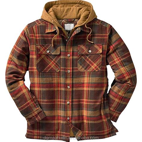 Men's Hooded Flannel Shirt Jacket With Quilted Lining - Buy Quilted ...