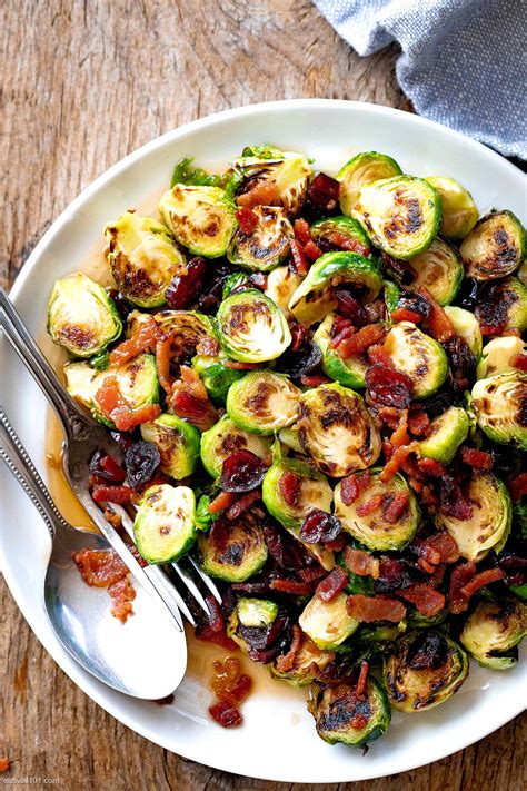 Roasted Brussels Sprouts with Maple, Bacon and Cranberries – Roasted Brussels Sprouts Recipe ...