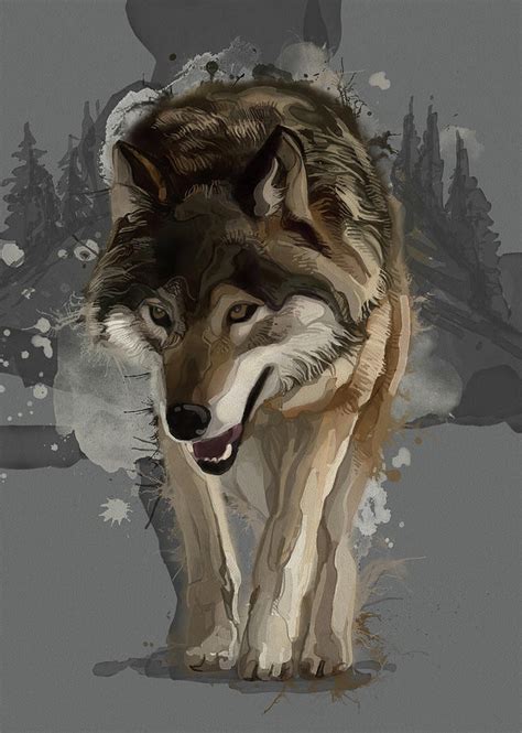 Grey Wolf Vintage Digital Art by Bekim M - Fine Art America