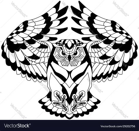 Flying owl outline Royalty Free Vector Image - VectorStock