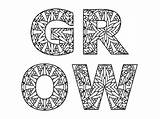 Grow Word Coloring Page Graphic By DigitalPapersShop · Creative Fabrica sketch template