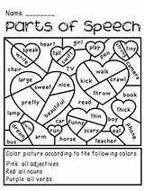 Parts Of Speech Grammar Coloring Worksheets Sketch Page sketch template