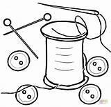 Buttons A Pin And thread With needle coloring Page  Free sketch template