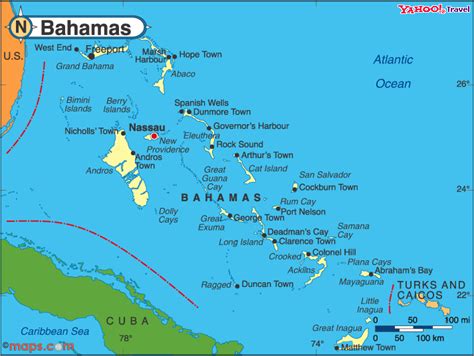 Bahamas - Ģeogrāfiskās Maps Bahamas