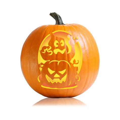 Ghost and JackoLantern Pumpkin Carving Stencil - Ultimate Pumpkin Stencils