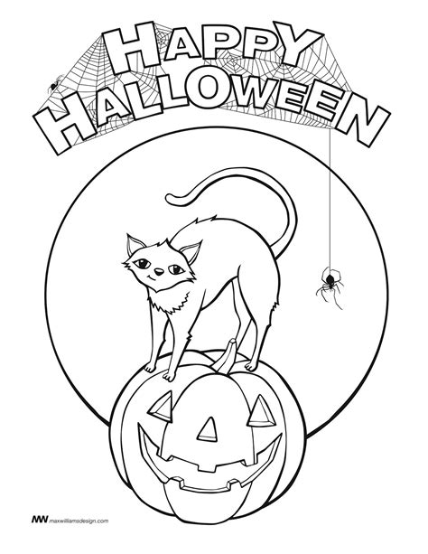 Free happy halloween coloring pages template for print kids and Adults | Funny Halloween Day ...