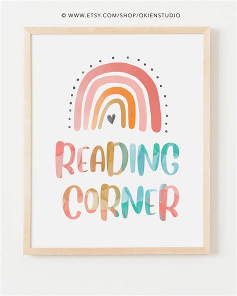 Printable Pink Boho Reading Corner Sign Rainbow Reading - Etsy | Reading corner, Reading corner ...