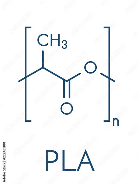 Polylactic acid (PLA, polylactide) bioplastic, chemical structure ...