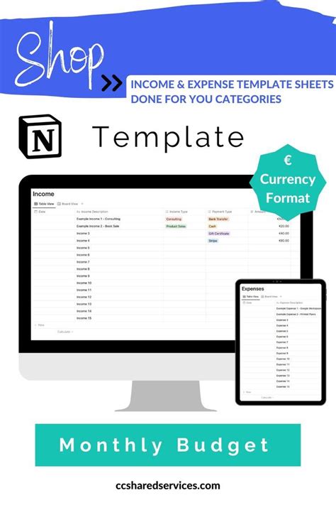 Monthly Budget Notion Template Euros Digital Template for - Etsy Ireland in 2023 | Budgeting ...