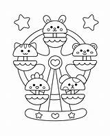 Premium Vector  Cute Kawaii ferris Wheel Printable coloring Page sketch template