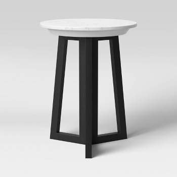 Birkdale Round Marble/wood End Table White - Threshold™ : Target