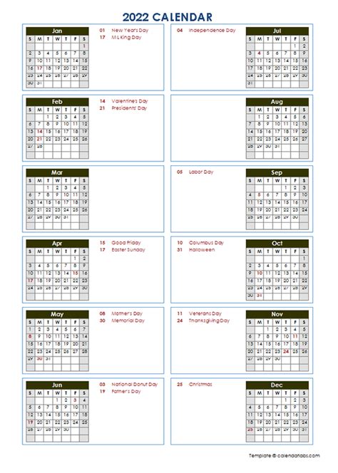 Vertical Printable Calendar 2022 - Printable Calendar 2023