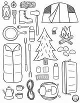 Camping Gear Coloring Page  Theme Preschool sketch template