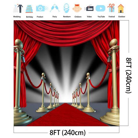 Buy Sensfun 8x8ft Red Carpet Curtain Photography Backdrops Oscar Hollywood Theme Prom Party ...