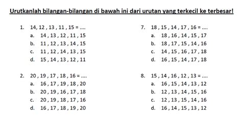 Soal Mengurutkan Bilangan Kelas 1 SD Bilangan 10 – 20 – Bimbel Brilian