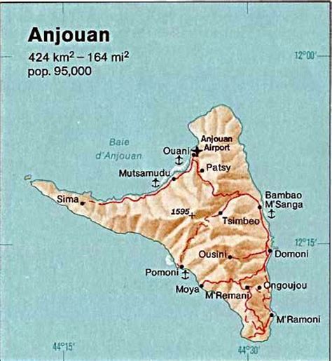 Anjouan Island topography Map • mappery