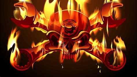 Free download | HD wallpaper: jolly roger, metal, flame, skull, demon, wrench, graphics, art ...