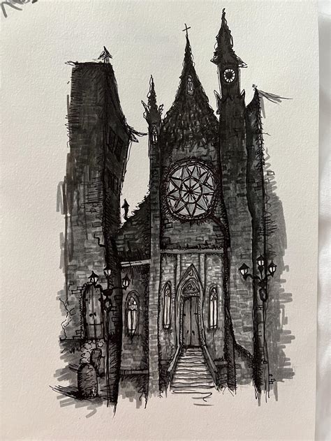 Gothic Cathedral Drawing