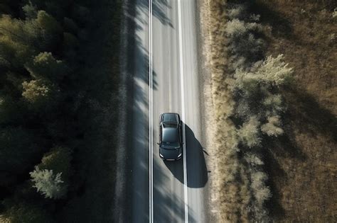 Premium AI Image | Aerial view of a car on the road