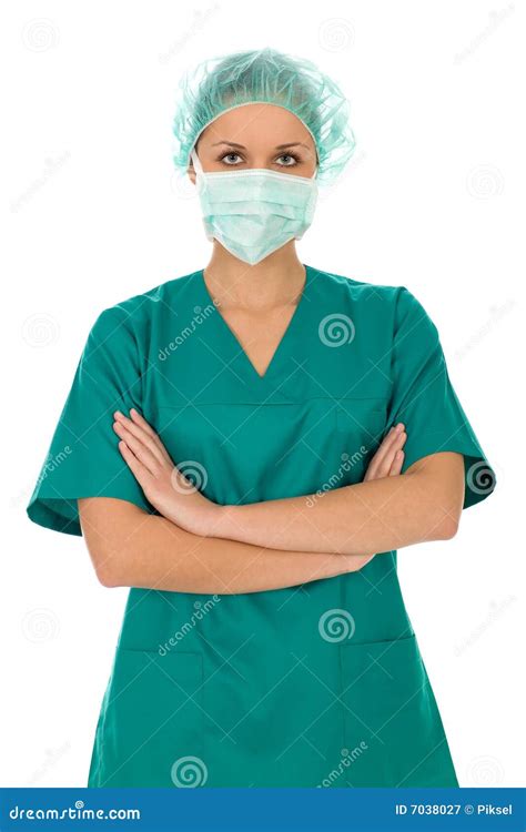 Female doctor in scrubs stock image. Image of nurse, protection - 7038027