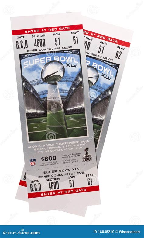 Superbowl XLV Tickets NFL American Football Editorial Image - Image: 18045210