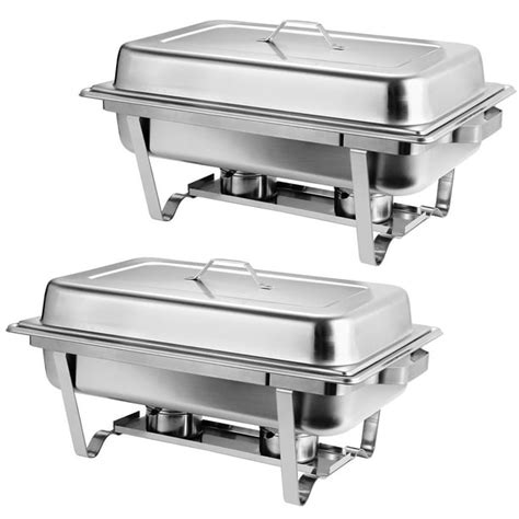 Stainless Steel Chafing Dish Full Size Chafer Dish Set 2 Pack of 8 Quart For Catering Buffet ...