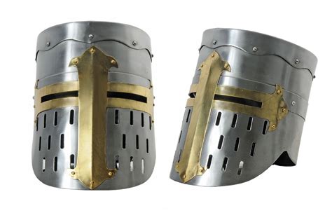 Medieval Knight Armor Templar 18 Guage Carbon Steel Flat Top Crusader Helmet