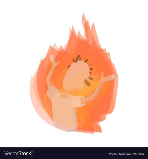 Man on fire icon cartoon style Royalty Free Vector Image