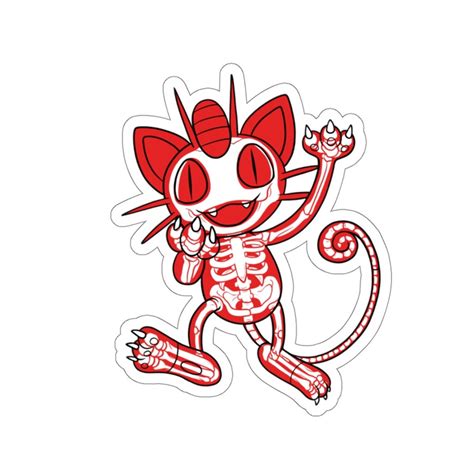 Meowth Skeleton Sticker | Etsy