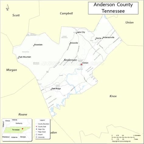 Map of Anderson County, Tennessee - Where is Located, Cities ...