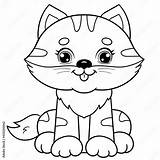 Coloring Page Outline Of Cartoon Cute Cat Book For Kids  sketch template