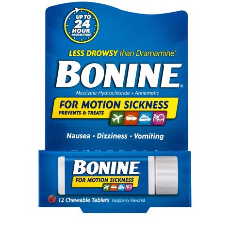 Bonine Chewable Motion-Sickness Relief Tablets, Raspberry, 12 ct - DroneUp Delivery