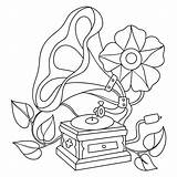 Phonograph Gramophone Sketch Drawing Record Player Vinyl Retro Clipart  sketch template