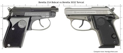 Beretta 21A Bobcat vs Beretta 3032 Tomcat size comparison | Handgun Hero