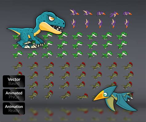 Character Set – Dinosaur | Game Art Partners