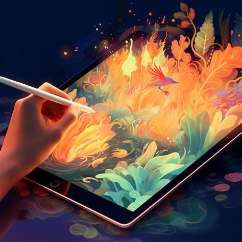 Premium AI Image | someone is drawing on a tablet with a pencil and a flower pattern generative ai
