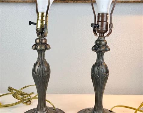 Pair of Vintage Art Nouveau Bronze Lamps 14 Inches Tall / 18 Inches ...
