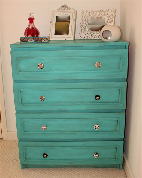 Ikea Malm dresser painted in autentico bright turquoise and distressed with dark wax. | Distress ...