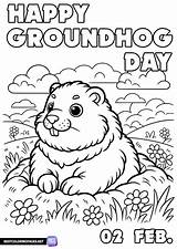 Happy Groundhog Day coloring page  Free Printable pages sketch template