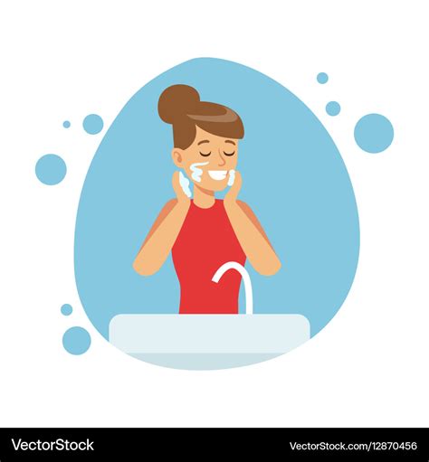 Woman Washing Face Part Of People In The Bathroom Vector Image