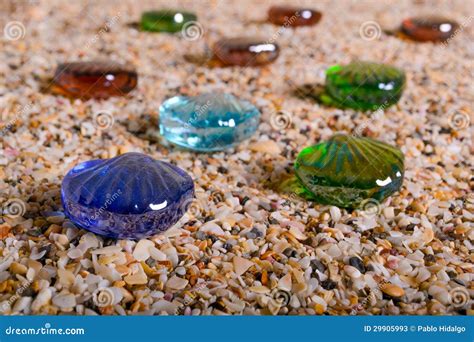 Glass Sea Shells with Sand As Background Stock Image - Image of border, seashell: 29905993