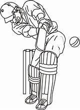 Simple Coloring Cricket Pages sketch template