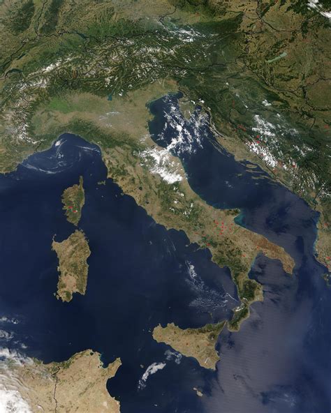 Italy satellite map - Map of Italy satellite (Southern Europe - Europe)