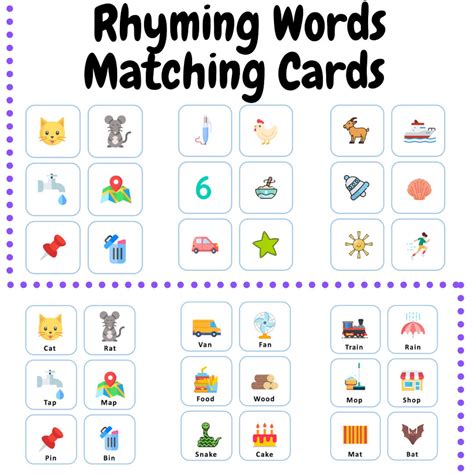 Rhyming Words Matching Cards - Etsy