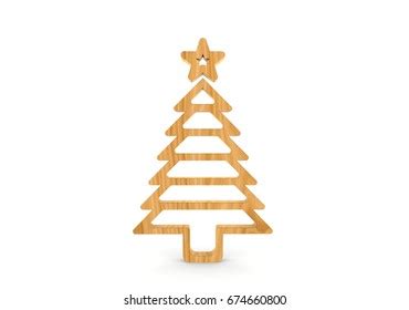 Wooden Christmas Tree Rendering Sign Isolated 스톡 일러스트 674660800 ...