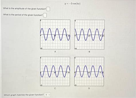 Solved y=−2cos(4x) What is the amplitude of the given | Chegg.com