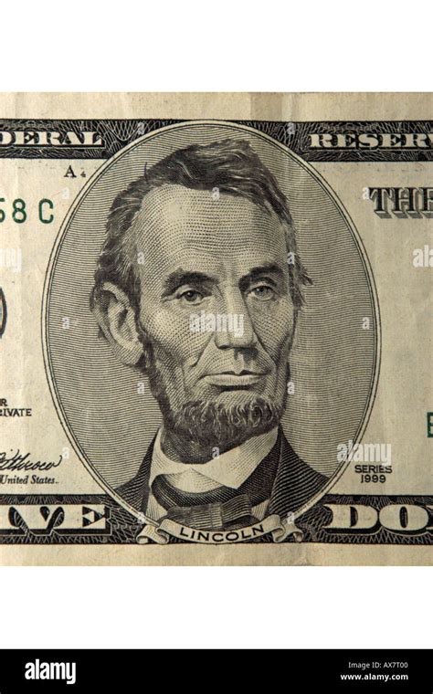 Picture of Abraham Lincoln as seen on of an American Five Dollar bill Stock Photo - Alamy